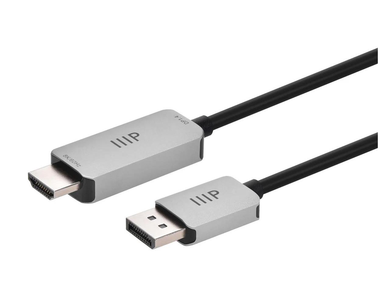 Monoprice DisplayPort 1.4 Cable to 8K HDMI - 3 Feet | 32AWG, 8K@60Hz, Up To 32.4Gbps Bandwidth, For Video Game Console, Gaming Monitor, Apple TV, or Laptop Computer