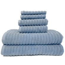 Load image into Gallery viewer, American Choice ribbed mint blue six pievce towel collection.
