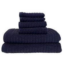 Load image into Gallery viewer, American Choice Ribbed Navy 6 piece towel set

