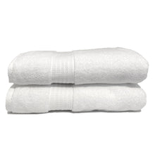 Load image into Gallery viewer, Two white spa collection towels folded up.
