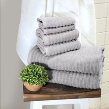 Load image into Gallery viewer, American Choice Ribbed Light Grey 6 piece towel set
